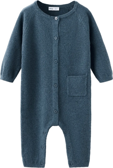Mango Buttoned Long Jumpsuit Navy 1 3M