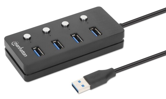 Manhattan 180887 Schnittstellen-Hub USB 3.2 Gen 1 (3.1 Gen 1) Type-A 5000 Mbit/s Schwarz
