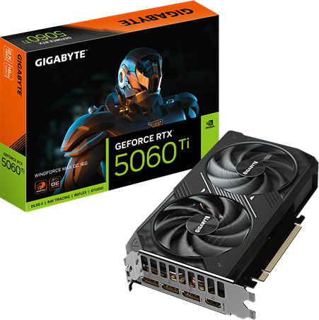 Gigabyte GeForce RTX 5060 Ti WindForce MAX OC 16GB GDDR7 Grafikkort med HDMI og DP