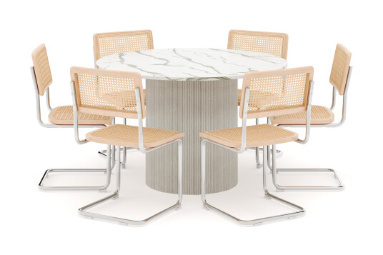 Scandinavian Choice Uppveda Spisebord 120 cm Rund med 6 stk Build Matstkolar Hvit