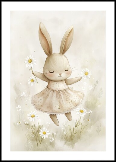 Bunny and Daisies Plakat Plakat / 40x50cm