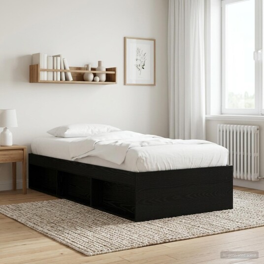vidaXL Sengeramme med oppbevaring Svart eik 80 x 200 cm Konstruert tre