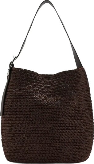 Mango Natural Fibre Shopper Bag With Buckle Detail Brown ONE SIZE Mango Natural Fibre Shopper Bag With Buckle Detail Brown ONE SIZE