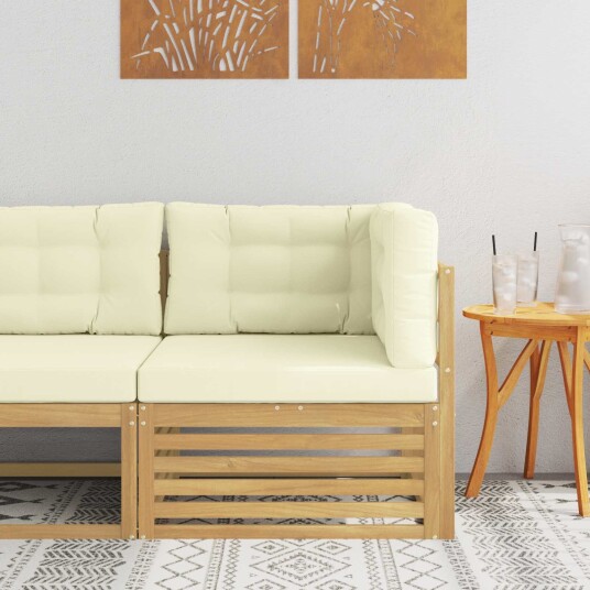 vidaXL Ute Hjørnesofa Solid akasietre Hvit