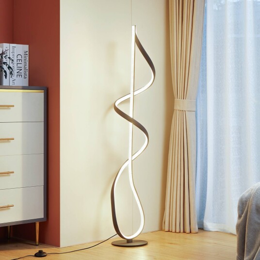 Lucande LED-gulvlampe Rodado svart 132 cm aluminium Lucande LED-gulvlampe Rodado svart 132 cm aluminium