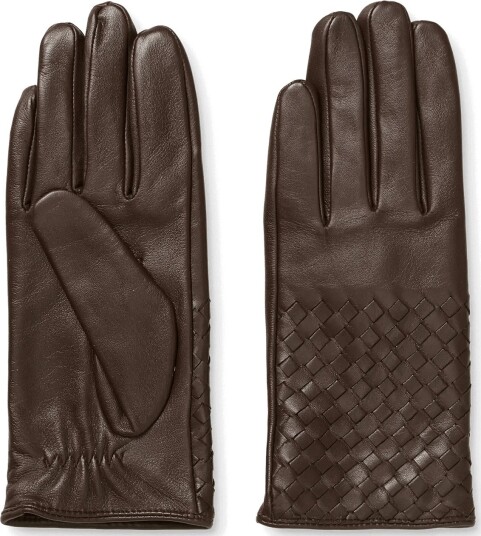 DAY ET Day Leather Braided Gloves   COFFEE BEAN   6.5