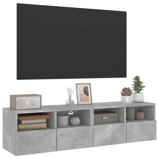 vidaXL Vegghengte TV-benker 2 stk betonggrå 60x30x30 cm konstruert tre 8721012254459