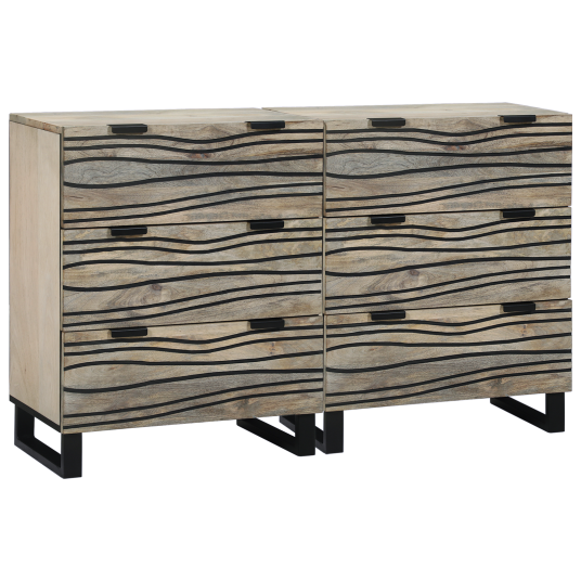 Skap med skuff 2 pcs Hvit 60 x 33.5 x 75 cm heltre mango