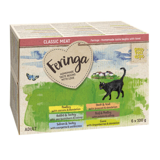 Feringa Classic Meat Menu skåler i økonomipakke 48 x 100 g - Mix-pakke I (6 sorter) Feringa Classic Meat Menu skåler i økonomipakke 48 x 100 g - Mix-pakke I (6 sorter)