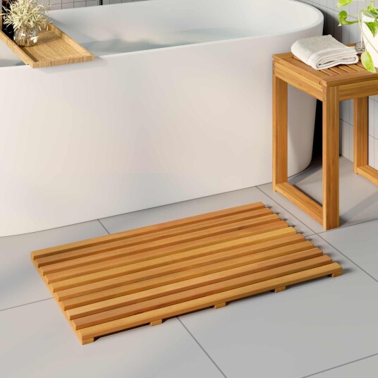 vidaXL Badematte Ensfarget Brun 80 x 48 x 2,5 cm Solid akasietre