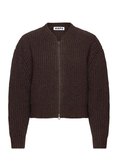 Hope Bomber Cardigan Red Earth Melange Wool-40 - Brown - 40