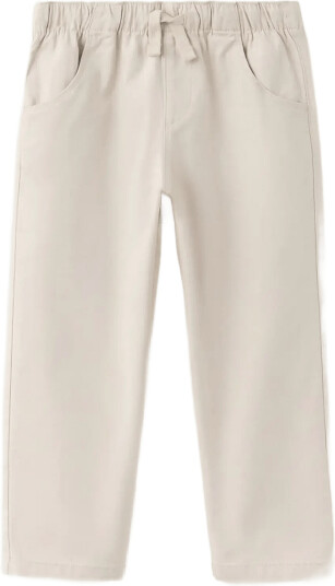 Mango Elastic Waist Cotton Trousers Beige 12 18M