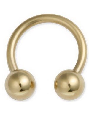 Aab Rund Gullfarget Øyenbrynspiercing med Runde Kuler Strl 1.6 x 10 med 4 mm kule