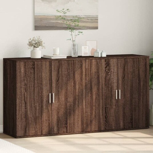 Skjenker 2 stk brun eik 79x38x80 cm konstruert tre