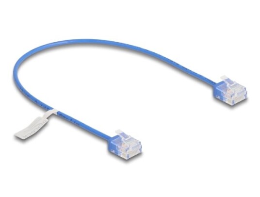 Delock Rj45 Nettverkskabel Cat.6 Utp Ultra Slim 0,3 M Blå Med Korte Plugger