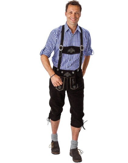 Autentisk Svart Lederhosen i 100% Kvalitetskinn Strl L/XL
