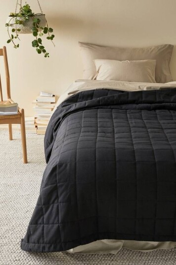 Jotex LINDEN sengeteppe - enkeltseng 180x260 cm Svart 1591288-03-24 1591288-07-24