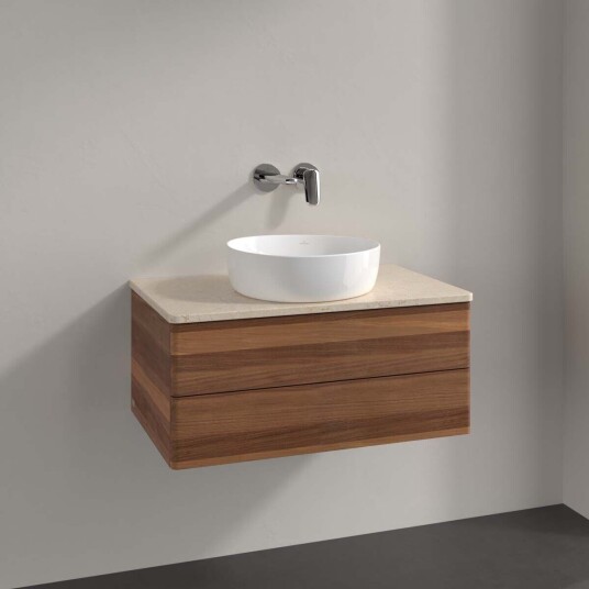 Villeroy & Boch  Antao Servantskap med 2 skuffer 80x50x36 cm m/lys Valnøtt/Crème