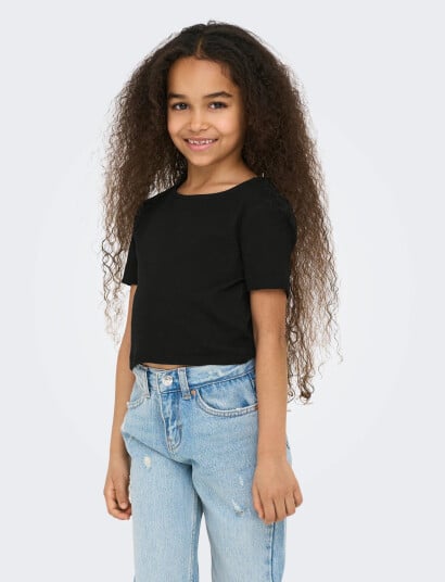 Kids Only Kogrene Life S/S Open Back Top Jrs   Black   134 140