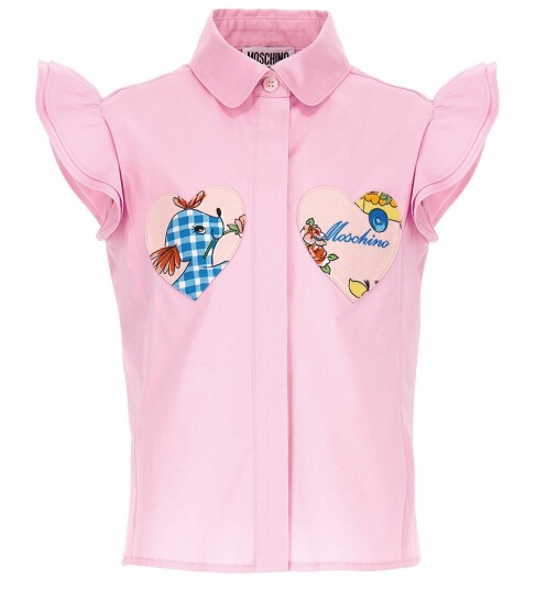 Moschino Skjorte Rosa m. Hjerter 4 år 104 Skjorte K/E