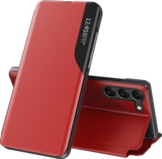 Hurtel Eco Leather View Case for Samsung Galaxy S23+ with a Flip Stand Red