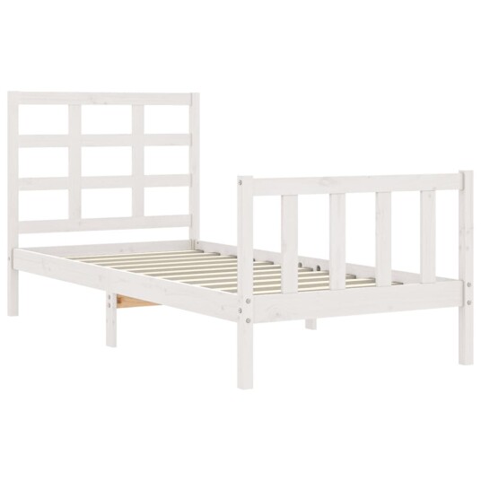 vidaXL Sengeramme med hodegavl hvit 90x190 cm heltre
