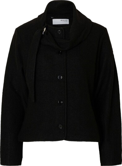 Selected FEMME - Kardigan slfDarla LS Knit Jacket - Svart
