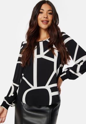 ONLY Vic L/S Top Black AOP:Maritime 34