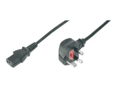 ASSMANN 1,8 m Strømkabel med IEC 60320 C13 til BS 1363 og 90° Vinkel - Svart