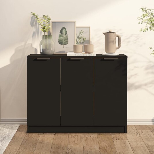 vidaXL Skjenk svart 90,5x30x70 cm konstruert tre