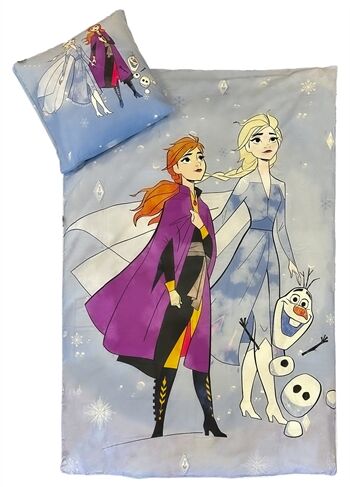 Licens Frozen sengetøy 140x200 cm Anna, Elsa og Olaf 2 i 1 design 100% bomull Licens Frozen sengetøy 140x200 cm Anna, Elsa og Olaf 2 i 1 design 100% bomull