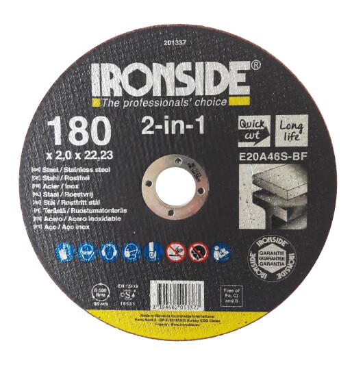 Ironside 201337 Kappeskive 180 mm F41 E20A 2in1 180 x 2,0 x 22 mm Maskintilbehør & forbruk