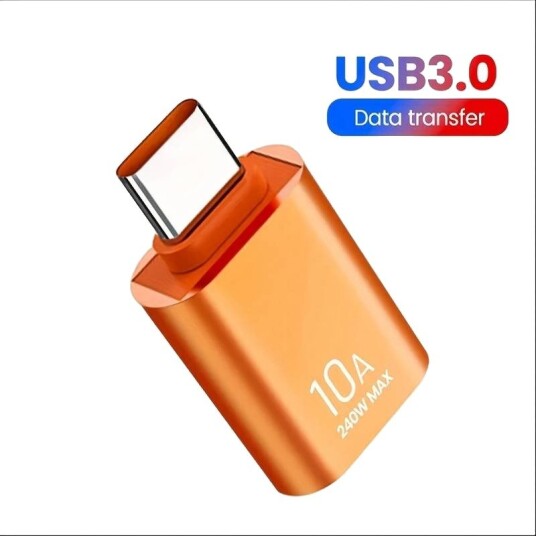 NÖRDIC USB-A 3.1 OTG hunn- til USB C-hannadapter, USB-C-adapter for synkronisering og lading, aluminium oransje NÖRDIC USB-A 3.1 OTG hunn- til USB C-hannadapter, USB-C-adapter for synkronisering og lading, aluminium oransje