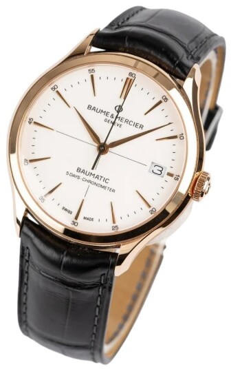 Baume & Mercier Herreklokke M0A10469 Clifton Hvit/Lær Ø40 mm