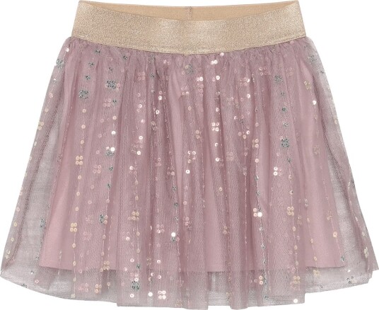 Minymo Skirt Mesh W. Sequins TWILLIGHT MAUVE 98
