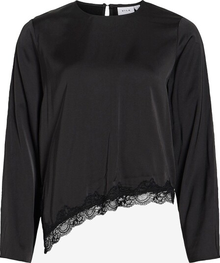 Vila Blondebluse Vionara Lace L/S Blouse Svart