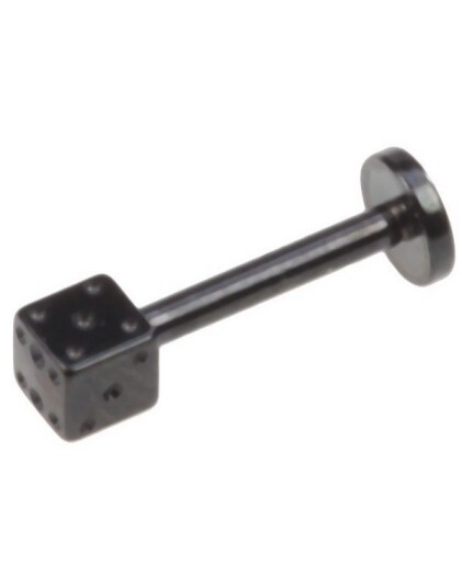 Aab Svart Labret med Terning Strl 1.2 x 8 mm med 4 mm kule