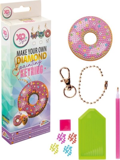 Grafix Diamond Painting nøkkelring med perlekunst Doughnut