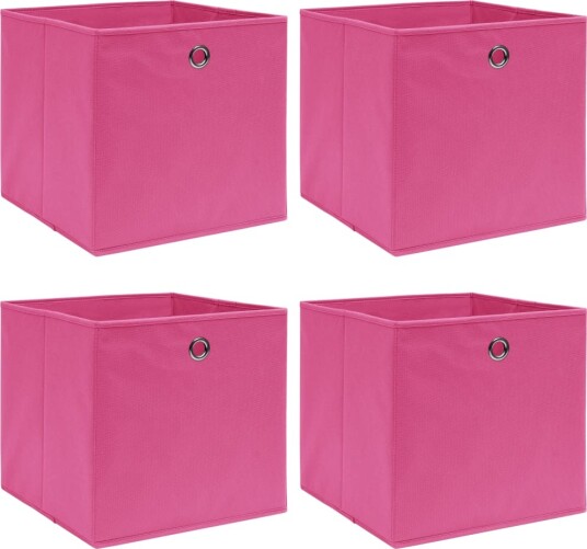 vidaXL Oppbevaringsbokser 4 stk rosa 32x32x32 cm stoff vidaXL Oppbevaringsbokser 4 stk rosa 32x32x32 cm stoff