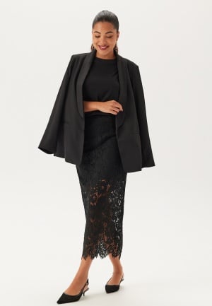 BUBBLEROOM Midi Lace Skirt Black 44