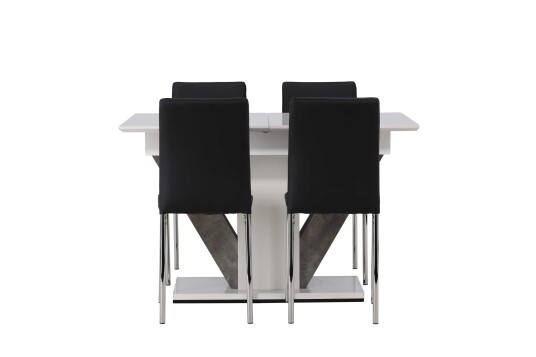 Venture Design Disa & Lily spisegruppe Svart/hvit 4 stoler & bord 120 x 80 cm