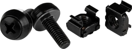 StarTech M6 x 12mm Skruer Og Cage Nuts 100 Pak Sort Rack/Kabinett CABSCREWM62B