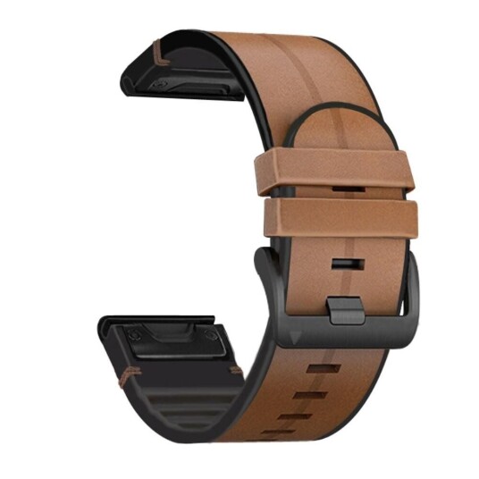 INCOVER Universal Garmin-stropp (26mm) lær- og silikonrem - Lysebrun / svart