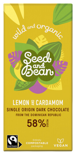 Seed & Bean Mørk Sjokolade 58% Lemon & Cardamom 85g Seed & Bean Mørk Sjokolade 58% Lemon & Cardamom 85g