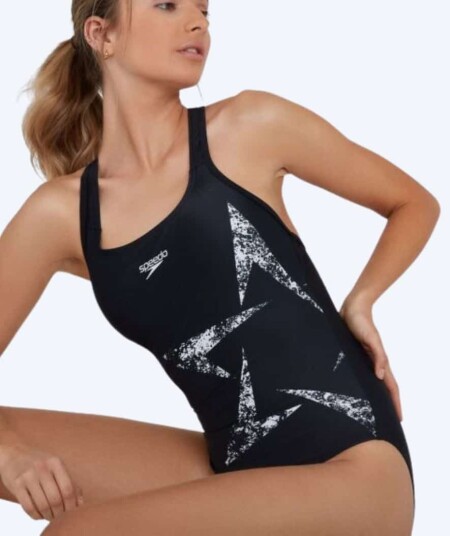 Speedo badedrakt til damer - Boomstar Placement Racerback - Svart/hvit Speedo badedrakt til damer - Boomstar Placement Racerback - Svart/hvit