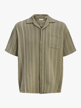 Jack and Jones Bradley Striped Resort Shirt Short Sleeve Grønn S