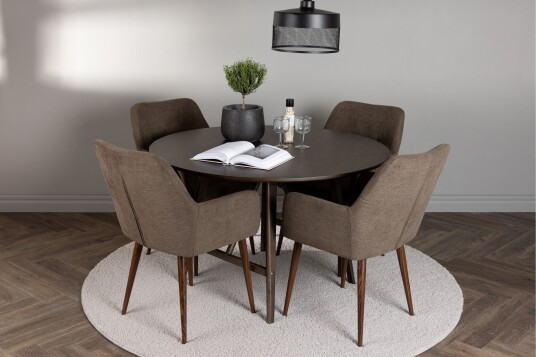 Kaseidon Spisegruppe 100 cm Rund med 4 Tomorrow Stoler Brun