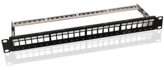 Helos 19" Modulholder Keystone 1 He 24 Port Avlastningsskinne Svart - 24-Ports - Svart (371980)