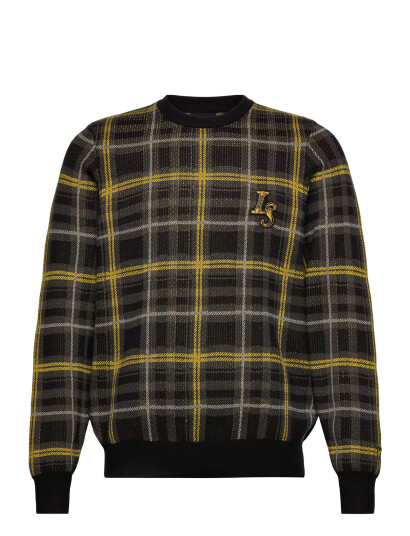 Lyle & Scott Ribbed Jacquard Tartan Crew Neck - Black - M Lyle & Scott Ribbed Jacquard Tartan Crew Neck - Black - M