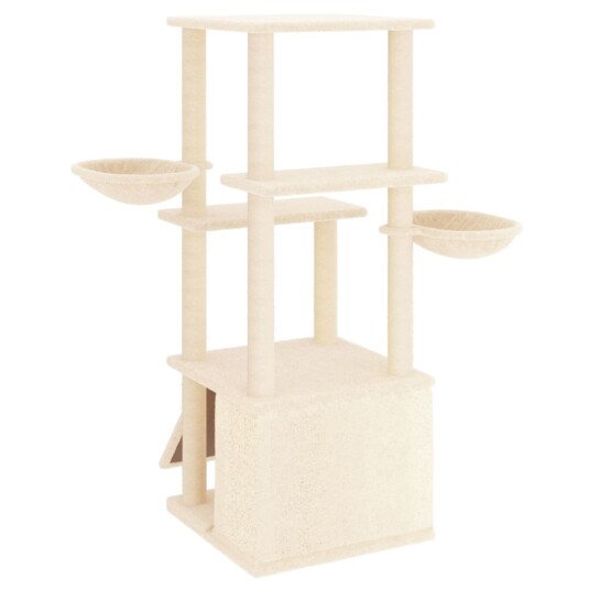 Vidaxl Kattetre Med Klorestolper I Sisal Kremhvit 133 cm